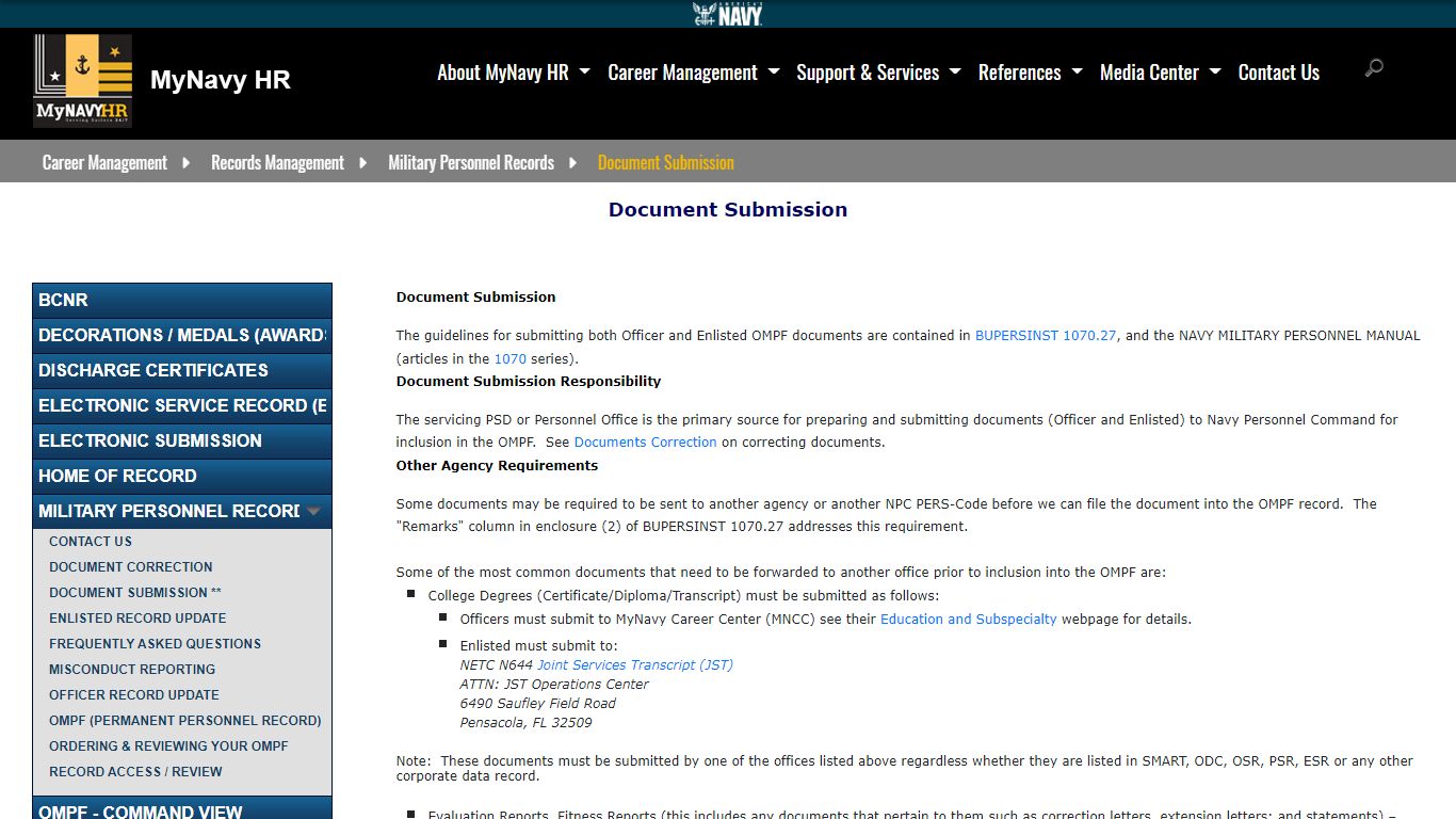 Document Submission - Navy